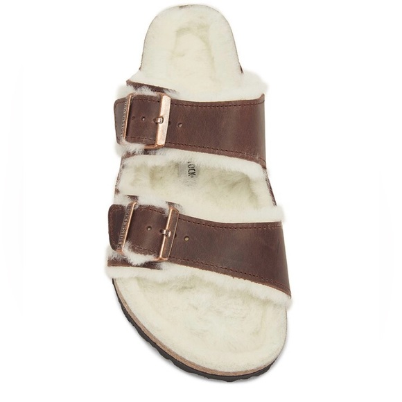 Birkenstock Arizona Shearling in Habana & Natural - Picture 4 of 7